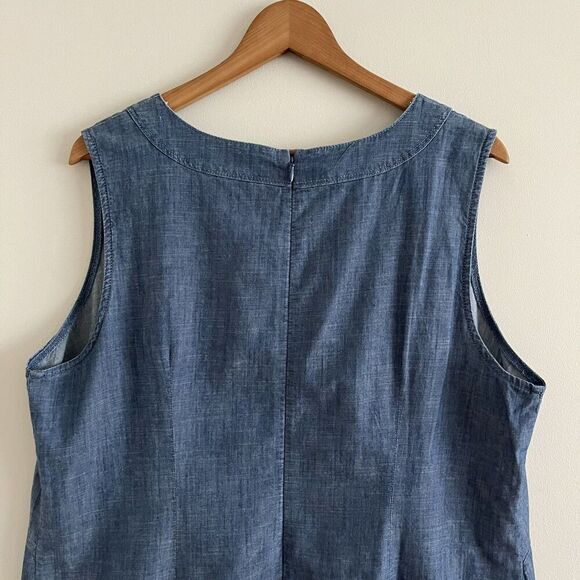 Talbots Chambray Midi Dress Size 14W Shift Coastal Relaxed Capsule Beachy - Picture 11 of 12